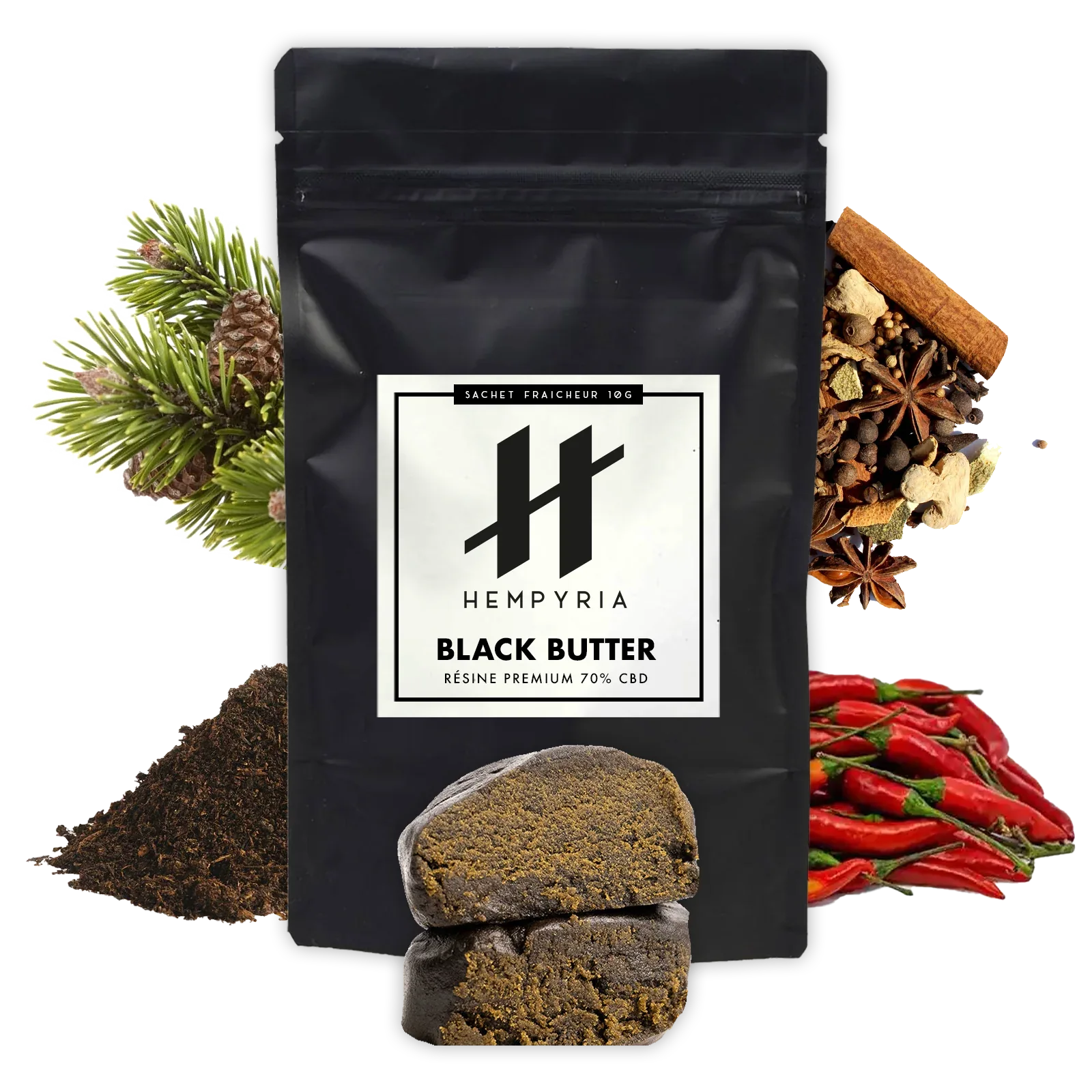 Résine CBD Le Beurre Noir 70% - 10G - Hempyria - CBD de qualité premium
